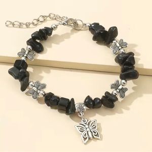 Natural Black Beaded Bracelet 7.08inch